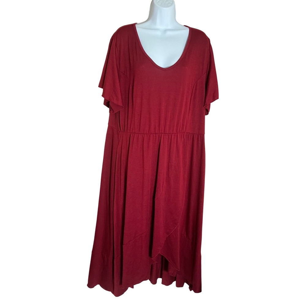 Celkuser Midi Dress Womens 20 Burgundy New Wrap Tulip Hem V-Neck Short Sleeve